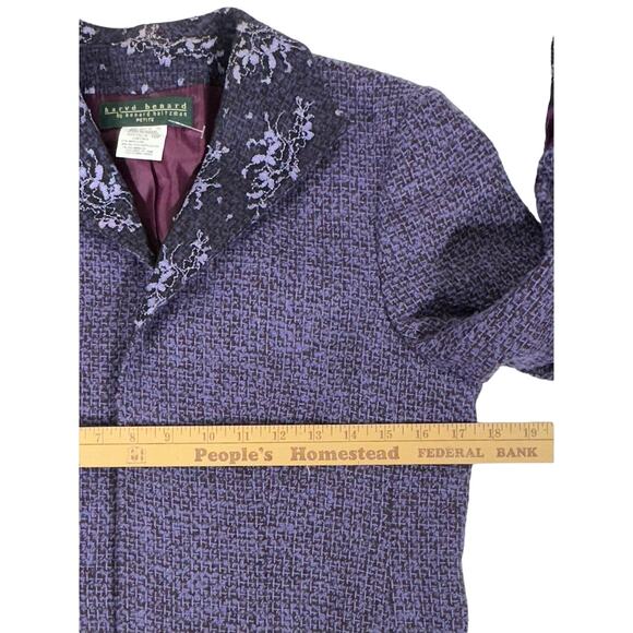 Harve Benard Blazer Purple Tweed Lace Wool Blend Size 10 Petite Vintage - Picture 7 of 10